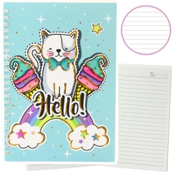 Cuaderno con gatita unicornio, helado y arcoíris A5, 60 hojas
