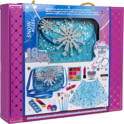 Set de maquillaje infantil con falda azul hielo