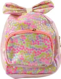 Mochila infantil rosa con lazo y lentejuelas
