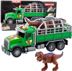 Transportador verde con dinosaurio con luces y sonidos