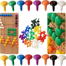 Clavijas jumbo Masterkidz para tablero STEM, 64 uds – 8 colores