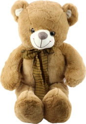 Oso de peluche con lazo marrón a rayas 60 cm