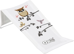 Hamaca de baño de tela para bañera «Búho sabio» – blanca