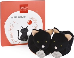 DOUDOU set de regalo – primeros patucos con motivo de gato negro 0–6 meses