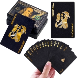 Naipes de plástico negros de diseño elegante, 54 cartas