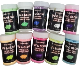 Pinturas acrílicas que brillan en la oscuridad – set de 10 colores