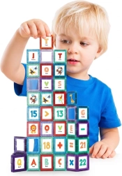Juego de construcción educativo magnético Woopie del espacio con letras, 70 piezas