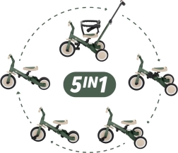 Petite&Mars triciclo multifuncional 5en1 Turbo misty green