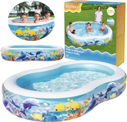 Piscina familiar hinchable con motivo oceánico BESTWAY Fish 'n Friends 262 × 157 × 46 cm