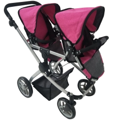Cochecito infantil para gemelos rosa-negro