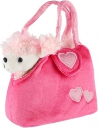 Perrito de peluche en bolso rosa