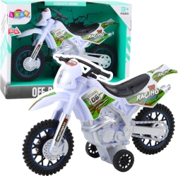 Juguete de motocross todoterreno con luces y sonidos – blanco