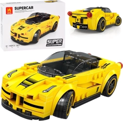 Kit de construcción técnico coche deportivo amarillo, 143 piezas con pegatinas