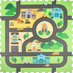 Alfombra de juego de espuma Humbi con calles urbanas 120 × 120 cm
