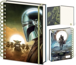 Cuaderno A5 con motivo de STAR WARS: THE MANDALORIAN – Mandalorian y Grogu Sunset