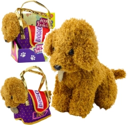 Caniche de peluche en bolso con cierre de velcro – mimo de color marrón claro