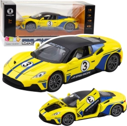Coche deportivo metálico con efectos de luz y sonido, 1:22 amarillo
