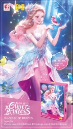 Rompecabezas de 100 piezas princesa rosa con purpurina