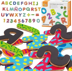 VIGA letras y números magnéticos de colores – juego de madera de 77 piezas