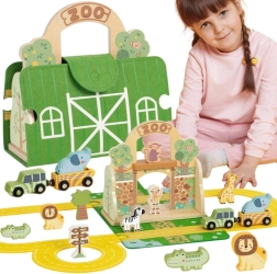 Tooky Toy mini zoo – set de madera portátil en maletín