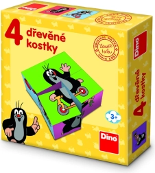 Cubos de madera con imágenes KRTEČEK – 4 cubos