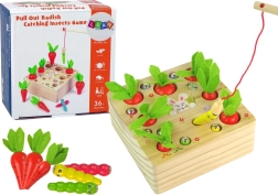 Juego educativo de madera con zanahorias y gusanos con caña de pescar magnética
