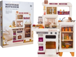 Mega cocina infantil con luces, sonidos y vapor – beige, 93 accesorios