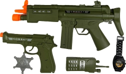 Set militar con subfusil con efectos de luz y sonido