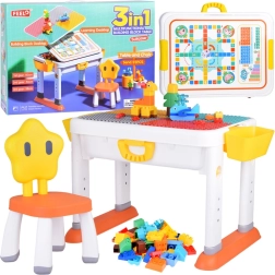 Mesa infantil ajustable 3 en 1 con tablero de doble cara y bloques de construcción