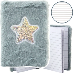 Bloc de notas de felpa con estrella brillante gris A6