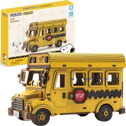 Puremind modelo 3D de madera de autobús escolar PEANUTS Snoopy – kit de construcción