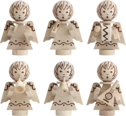Detoa adornos navideños angelitos de madera, set de 6 uds.