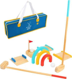 Minigolf de madera para niños TOOKY TOY, juego para 2 jugadores, 13 piezas