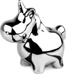 Hucha de cerámica plateada espejo unicornio 18 × 10,5 cm
