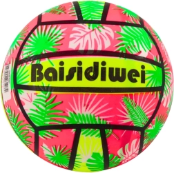 Pelota de goma brillante con hojas rosa‑verde 24 cm