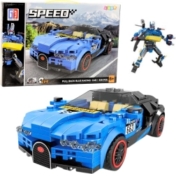 Set de construcción 2 en 1: robot y coche de carreras, 328 piezas, azul