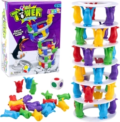 Juego familiar de equilibrio pingüinos locos en la torre