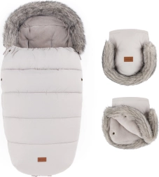 Petite&Mars set de invierno saco Comfy 4en1 + manoplas para cochecito Furry champagne shower