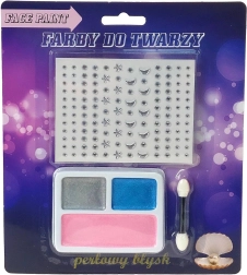 Pinturas faciales perladas infantiles con pegatinas, 3 colores