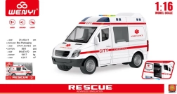 Ambulancia interactiva para niños 1:16 con luces, sonidos y neumáticos de goma