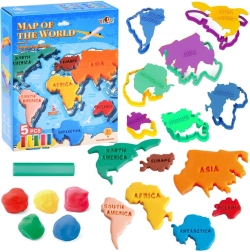 Juego educativo con continentes y plastilina