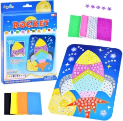 Mosaico creativo de espuma cohete – recortable adhesivo para niños