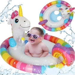 Aros inflables infantiles para piscina unicornio con respaldo
