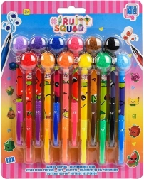 Bolígrafos de gel perfumados Fruity Squad con pompón - 12 uds.