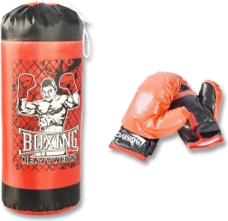 Saco de boxeo con guantes para niños 18 × 49 cm