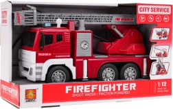 Camión de bomberos interactivo con funciones de luz, sonido y agua a escala 1:12