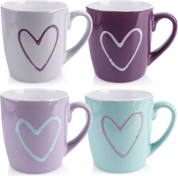Tazas de cerámica con corazón 350 ml, juego de 4