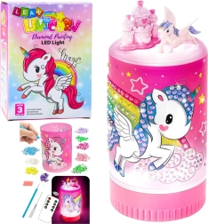Kit creativo unicornio en frasco – lámpara nocturna LED con mando a distancia y pegatinas de diamantes