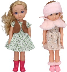 Muñeca con abrigo de pelo con efectos 35 cm