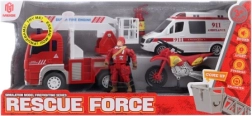 Set de rescate de bomberos con ambulancia, luces y sonidos